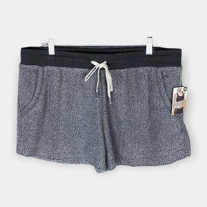 Avia Womens Shorts Extra Large XL Gray Black Fleece Pockets Drawstring Waist NEW